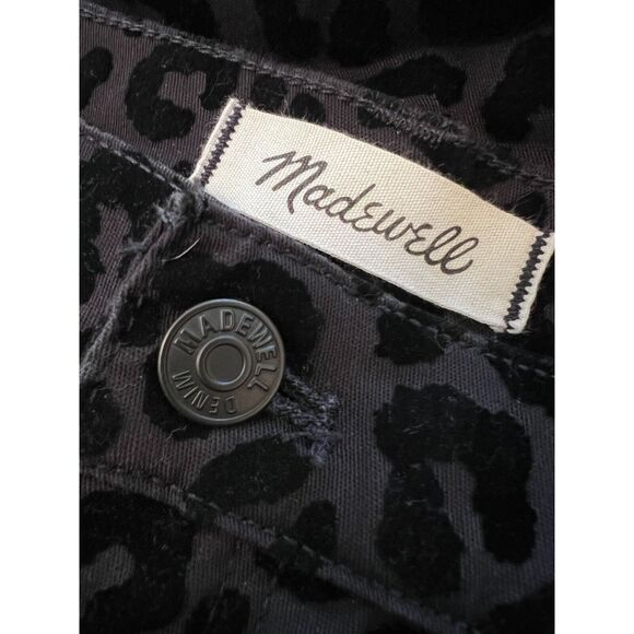Madewell 9" Mid-Rise Skinny Jeans: Flocked Leopard Animal Edition sz 31 Mob Wife - Picture 10 of 11